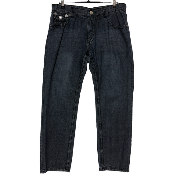 True Religion Joey Jeans Mens 36 Blue World Tour Dark Wash Actual 36X32 USA - Picture 1 of 11